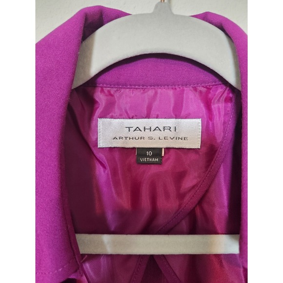 Tahari ASL Purple Zip Front Peplum Style Military Button Blazer Jacket Sz 10 - Picture 4 of 9